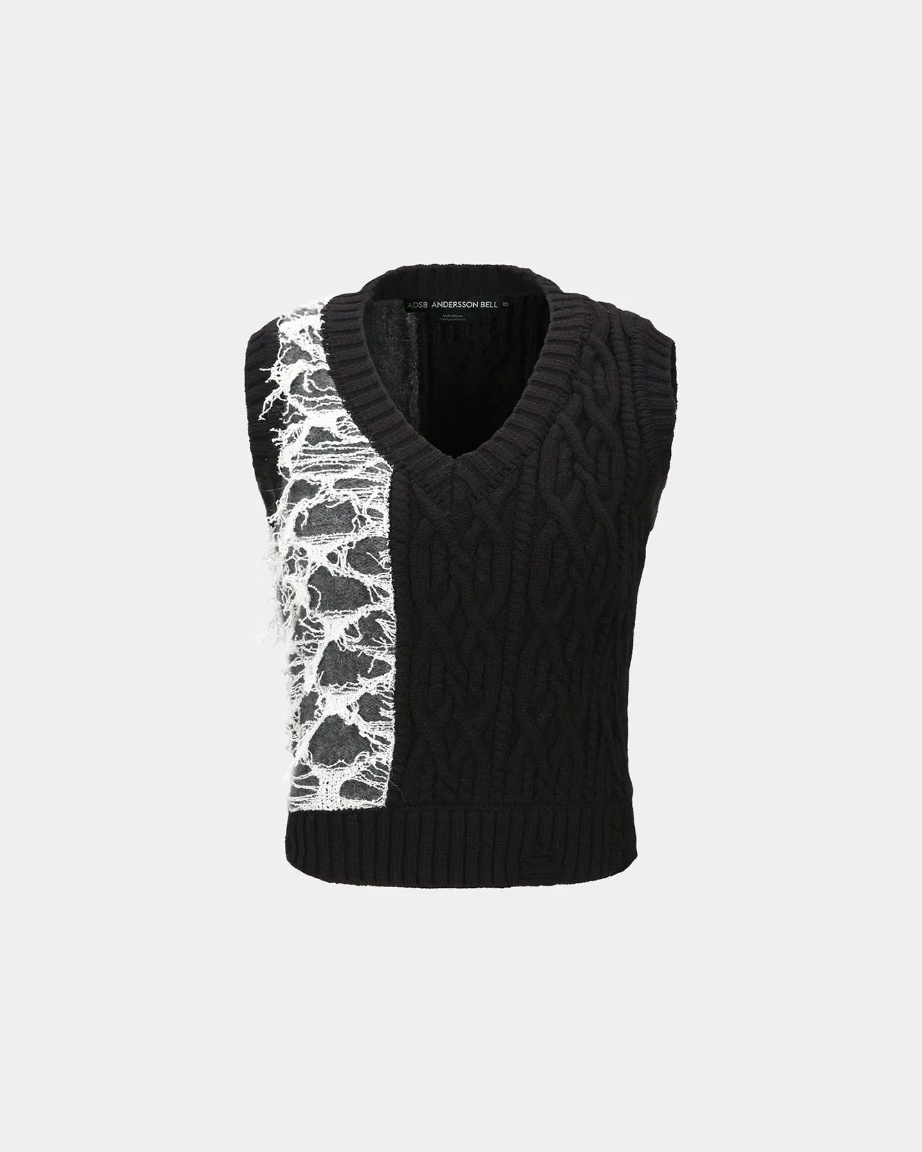 BOUCLE CABLE PATCHWORK KNIT VEST atb1355w(CHARCOAL) sold by Andersson Bell product image thumbnail 2