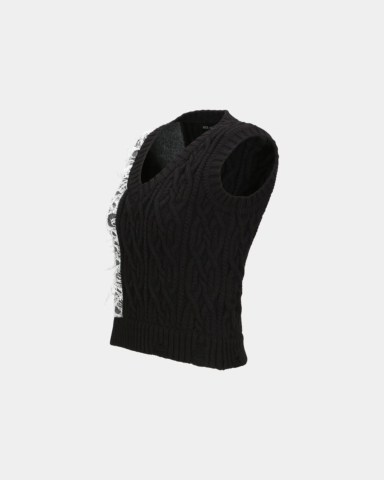 BOUCLE CABLE PATCHWORK KNIT VEST atb1355w(CHARCOAL) sold by Andersson Bell product image thumbnail 3
