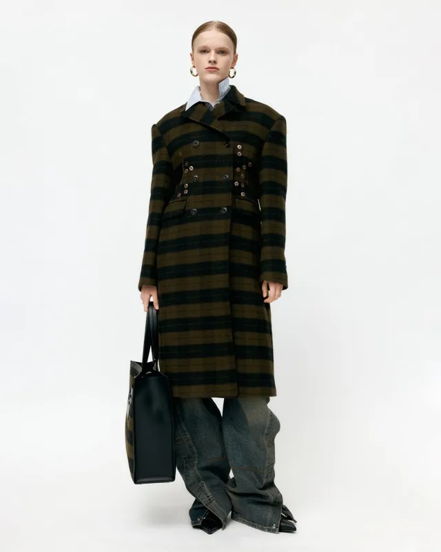 LACIE CHECK BUTTONS COAT awa726w(GREEN) sold by Andersson Bell