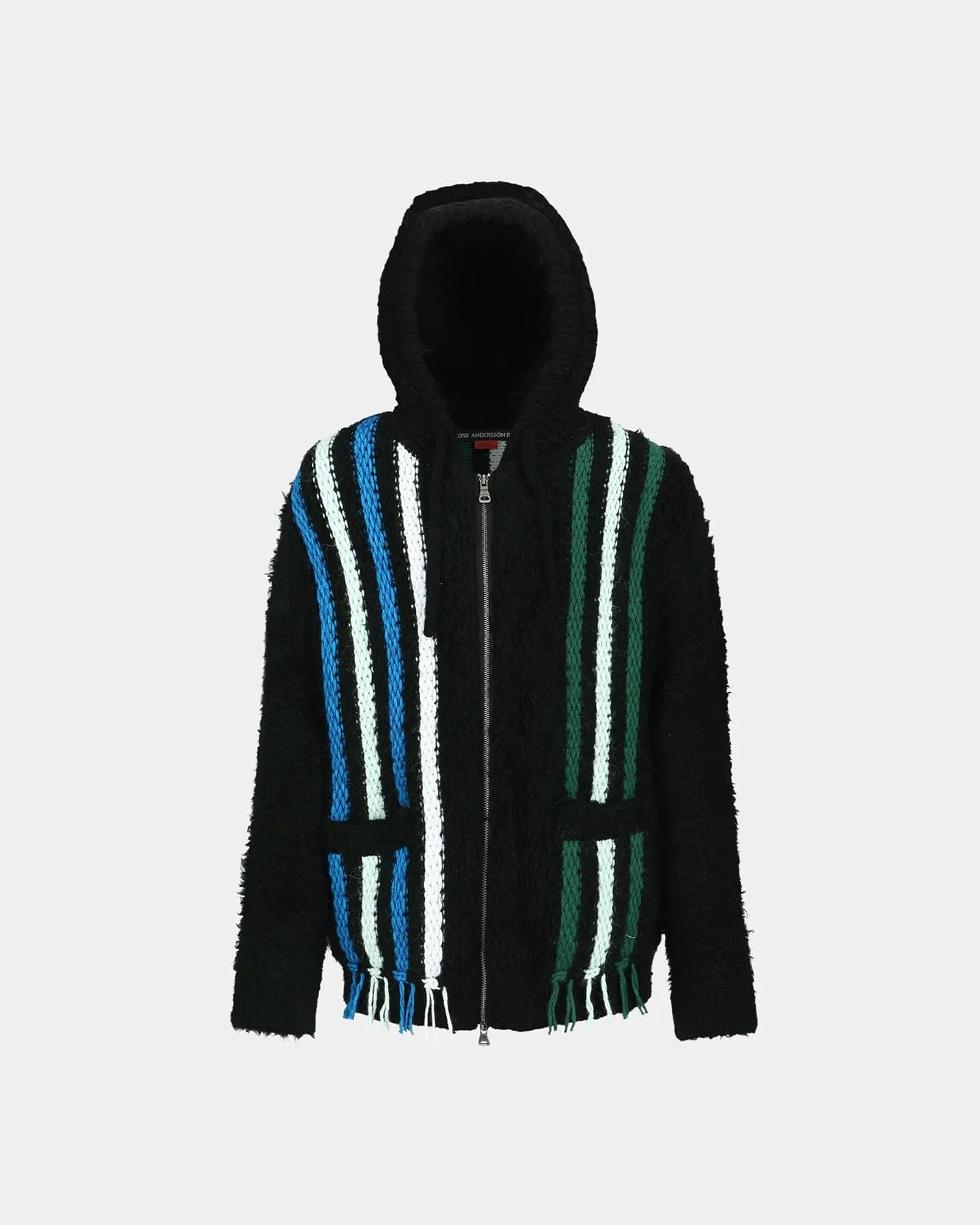 UNISEX REVERSE STRIPE KNIT HOODIE atb1389u(BLACK) sold by Andersson Bell product image thumbnail 5