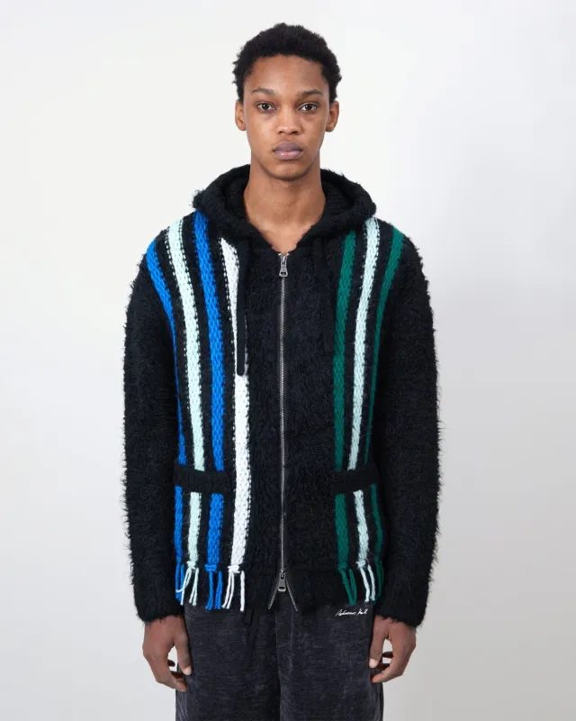 UNISEX REVERSE STRIPE KNIT HOODIE atb1389u(BLACK) sold by Andersson Bell
