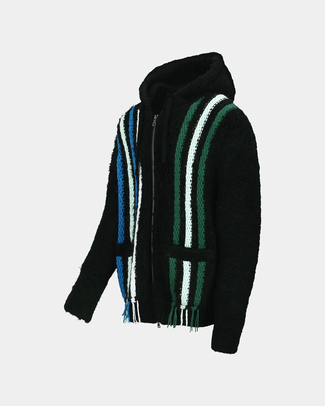 UNISEX REVERSE STRIPE KNIT HOODIE atb1389u(BLACK) sold by Andersson Bell product image thumbnail 3