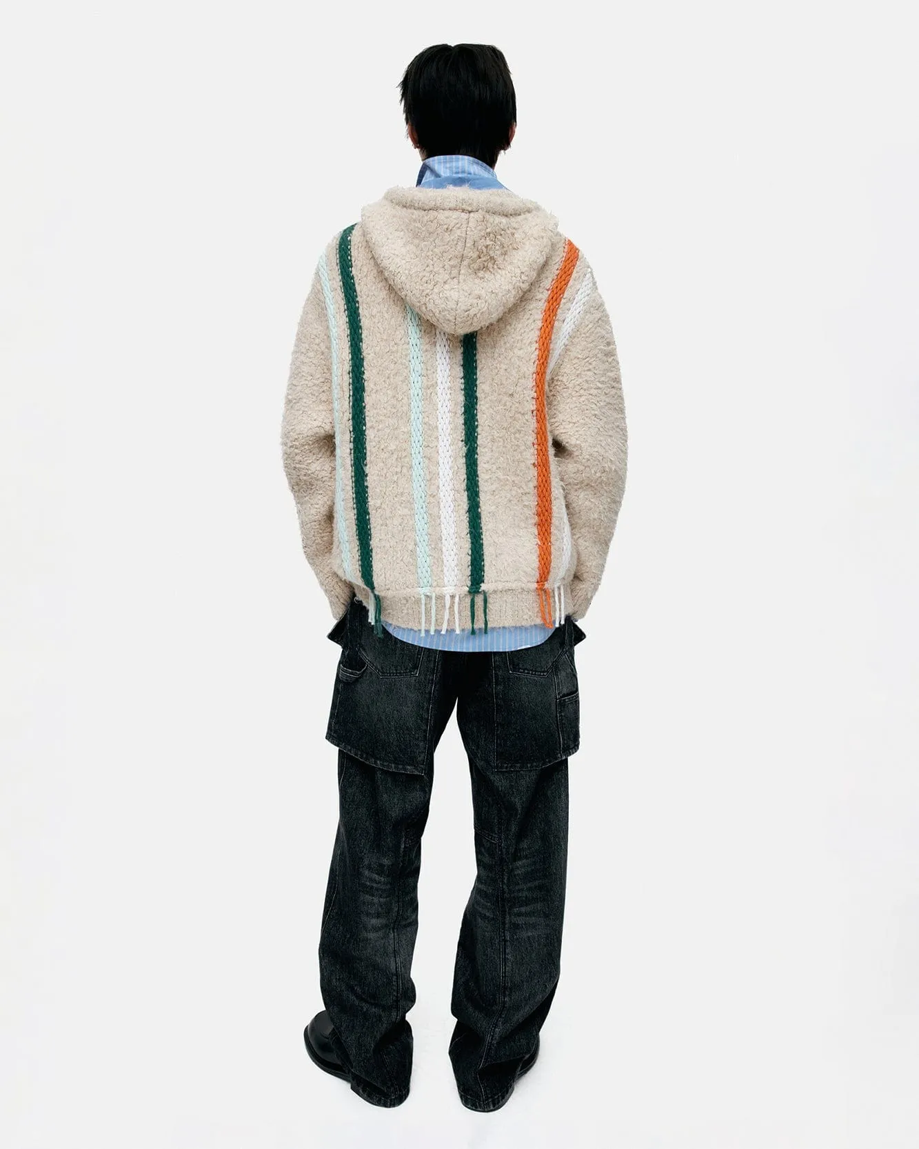 UNISEX REVERSE STRIPE KNIT HOODIE atb1351u(ECRU) sold by Andersson Bell product image thumbnail 5
