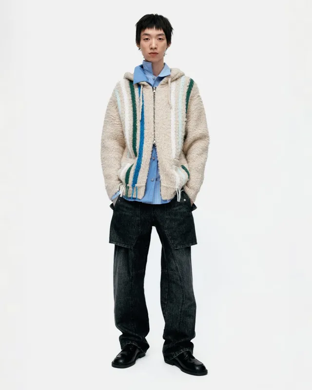 UNISEX REVERSE STRIPE KNIT HOODIE atb1351u(ECRU) sold by Andersson Bell