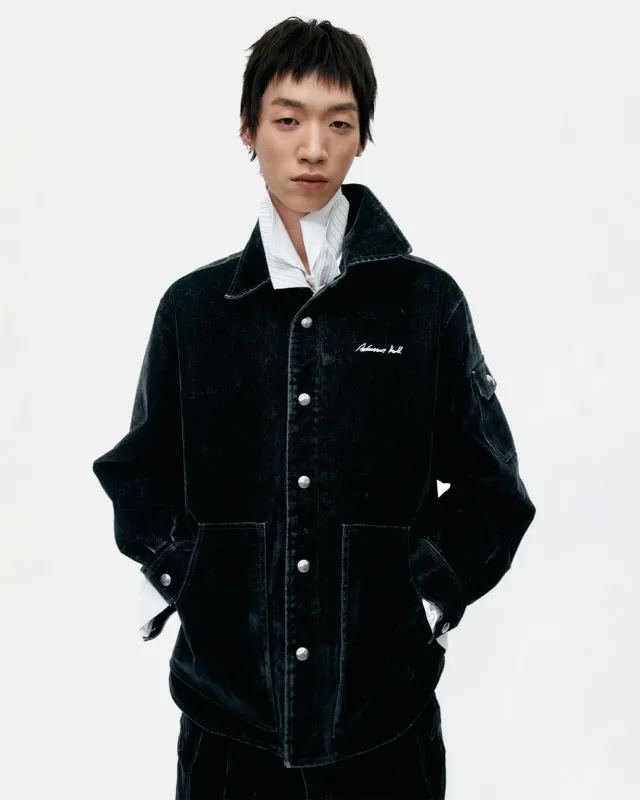 PADDED VELVET DENIM SHIRT atb1374m(BLACK) made by Andersson Bell