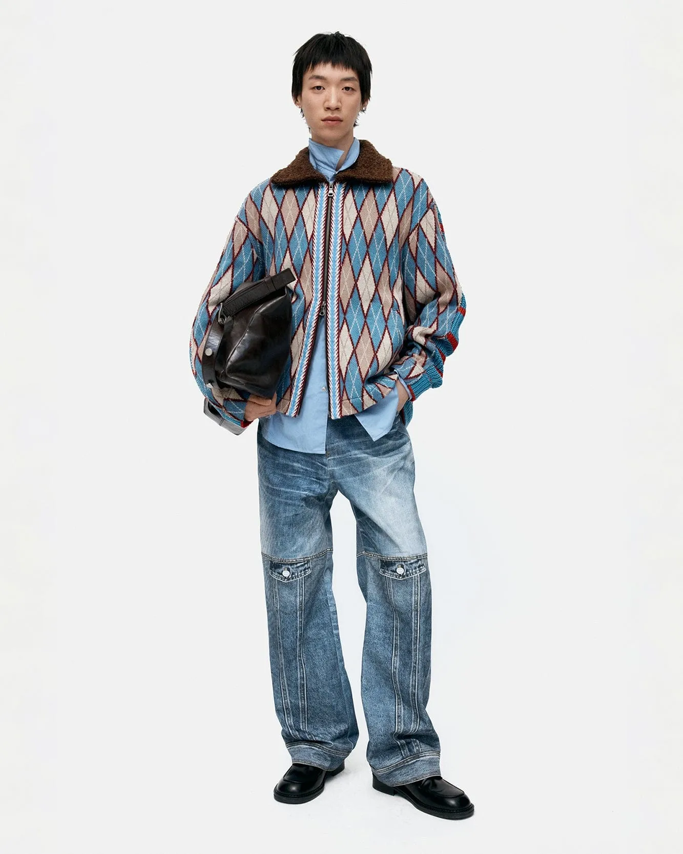 ARGYLE & STRIPE HALF ZIP-UP CARDIGAN atb1376m(MULTI) sold by Andersson Bell product image thumbnail 5