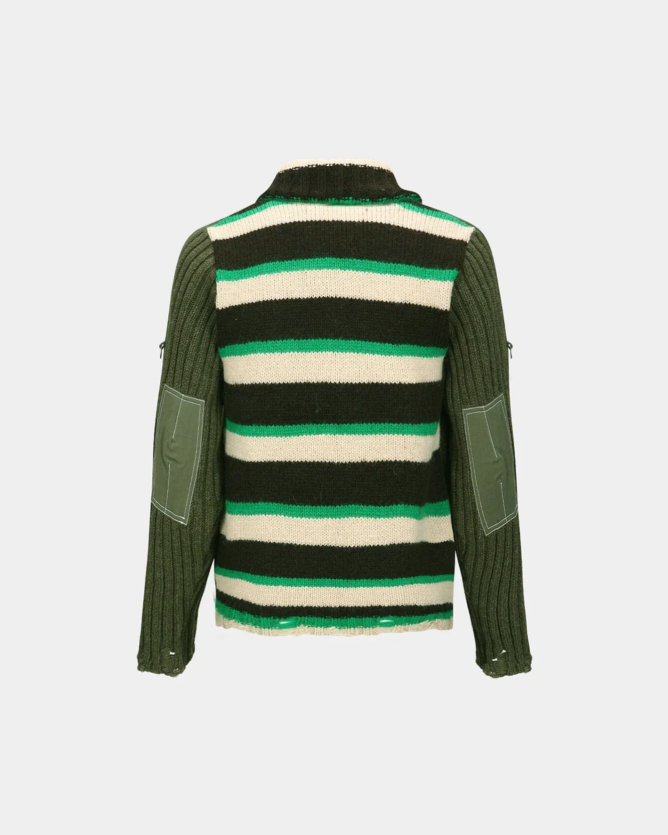 STRIPE HIGH-NECK ZIP-UP SWEATER atb1344m(KHAKI) sold by Andersson Bell product image thumbnail 4