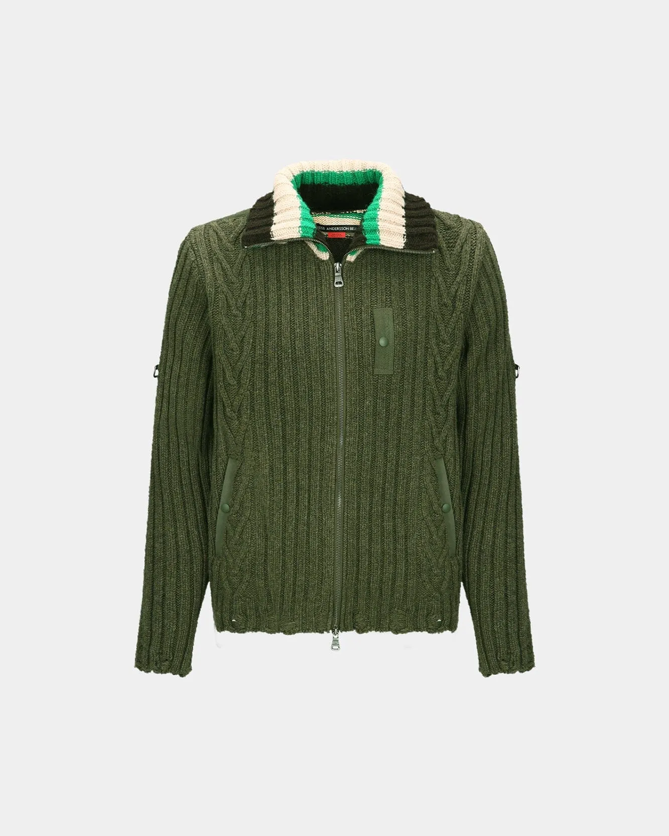 STRIPE HIGH-NECK ZIP-UP SWEATER atb1344m(KHAKI) sold by Andersson Bell product image thumbnail 2