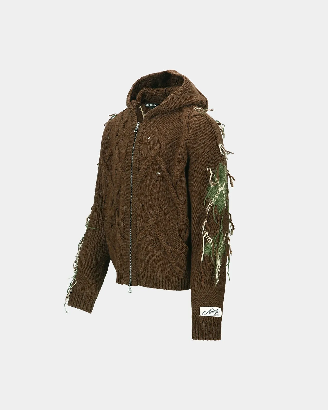 UNISEX ARGYLE FISHERMAN HOOD ZIP-UP atb1347u(BROWN) sold by Andersson Bell product image thumbnail 3