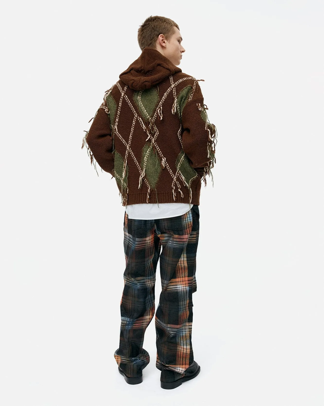 UNISEX ARGYLE FISHERMAN HOOD ZIP-UP atb1347u(BROWN) sold by Andersson Bell product image thumbnail 5