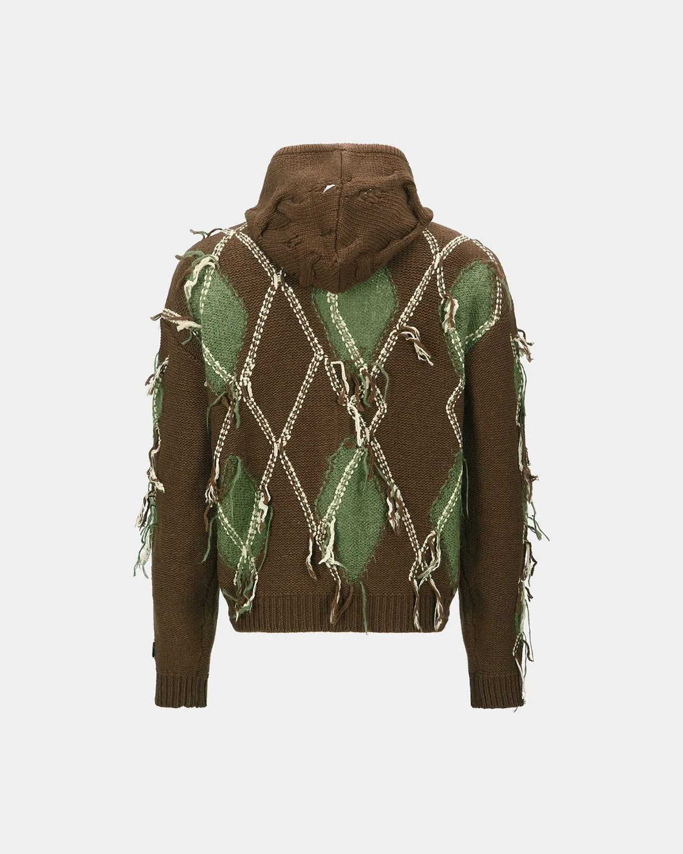 UNISEX ARGYLE FISHERMAN HOOD ZIP-UP atb1347u(BROWN) sold by Andersson Bell product image thumbnail 4