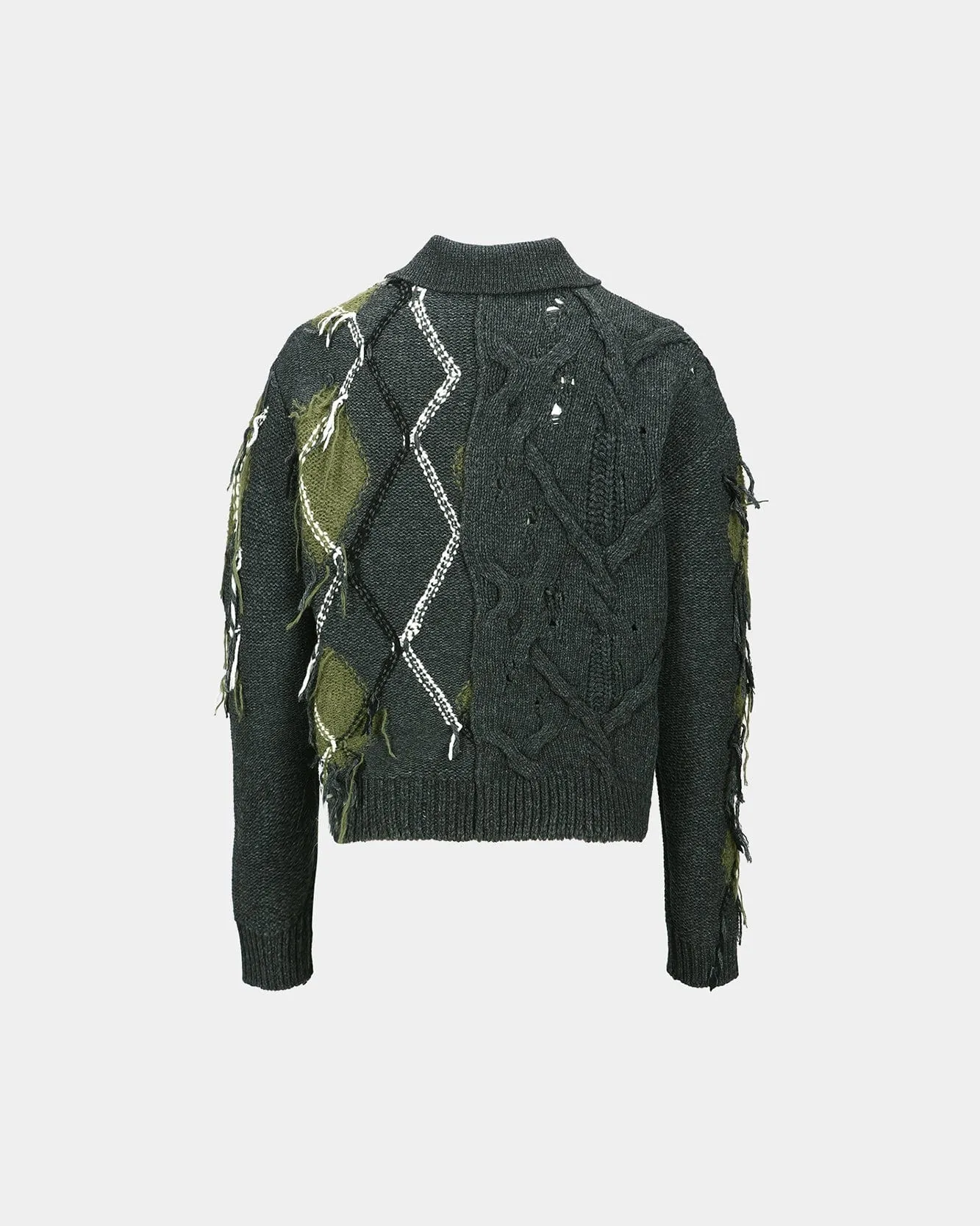 ARGYLE FISHERMAN POLO SWEATER atb1346m(CHARCOAL) sold by Andersson Bell product image thumbnail 4