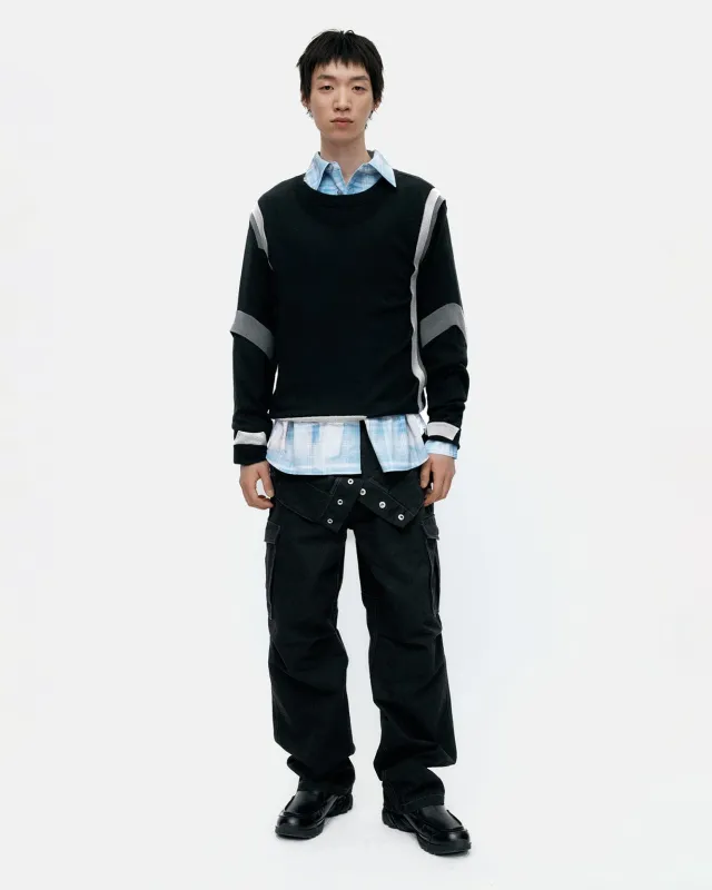 LAYERED CREWNECK SWEATER atb1334m(BLACK) made by Andersson Bell