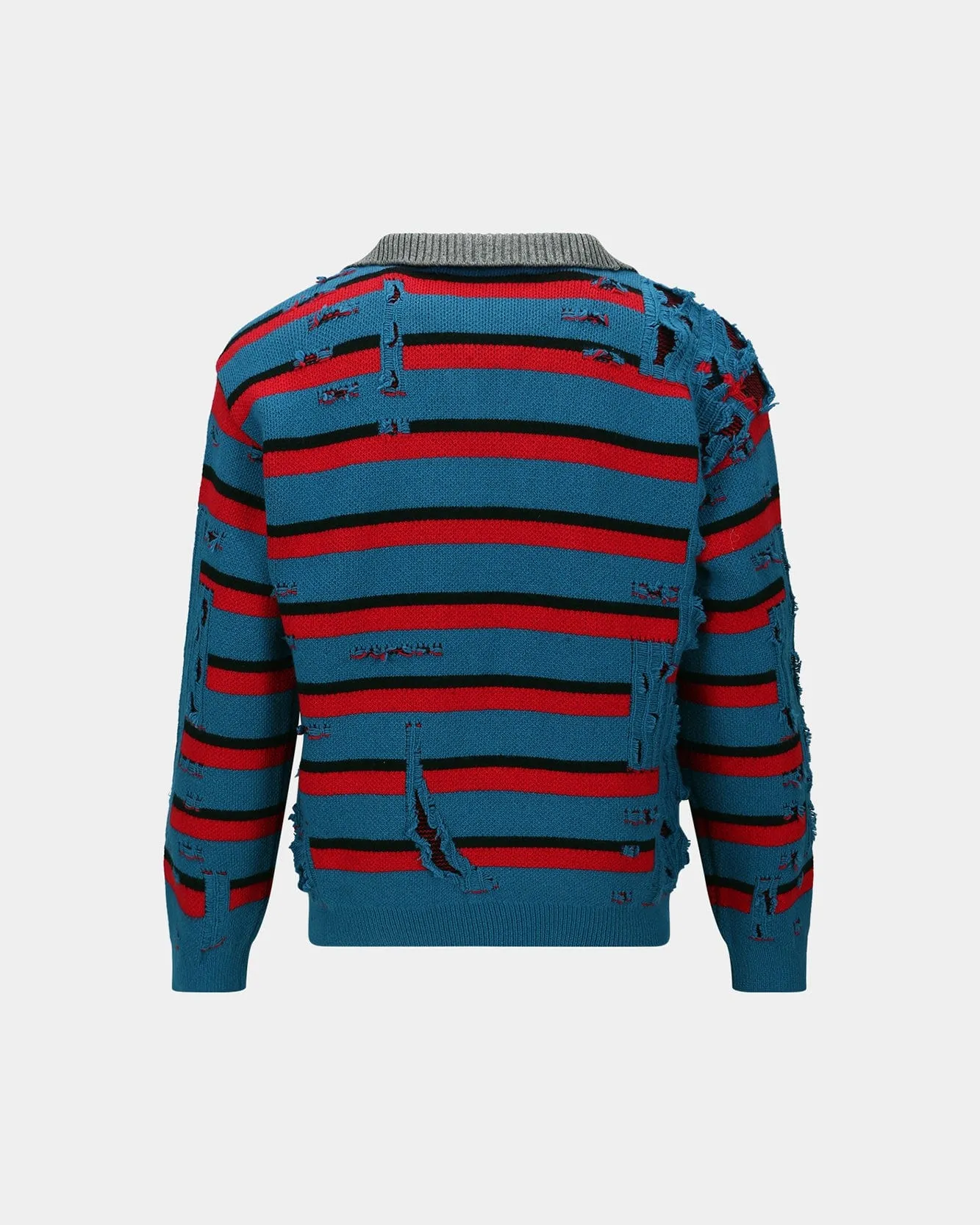 STRIPE JACQUARD HALF ZIP-UP SWEATER atb1331m(BLUE/RED) sold by Andersson Bell product image thumbnail 4