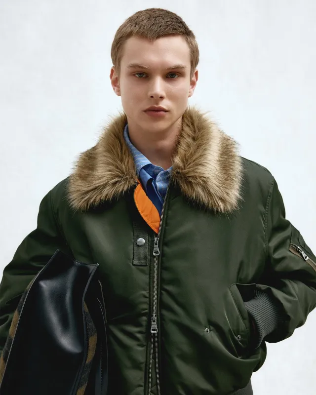 FUR COLLAR MA-1 BOMBER awa737u(KHAKI) sold by Andersson Bell