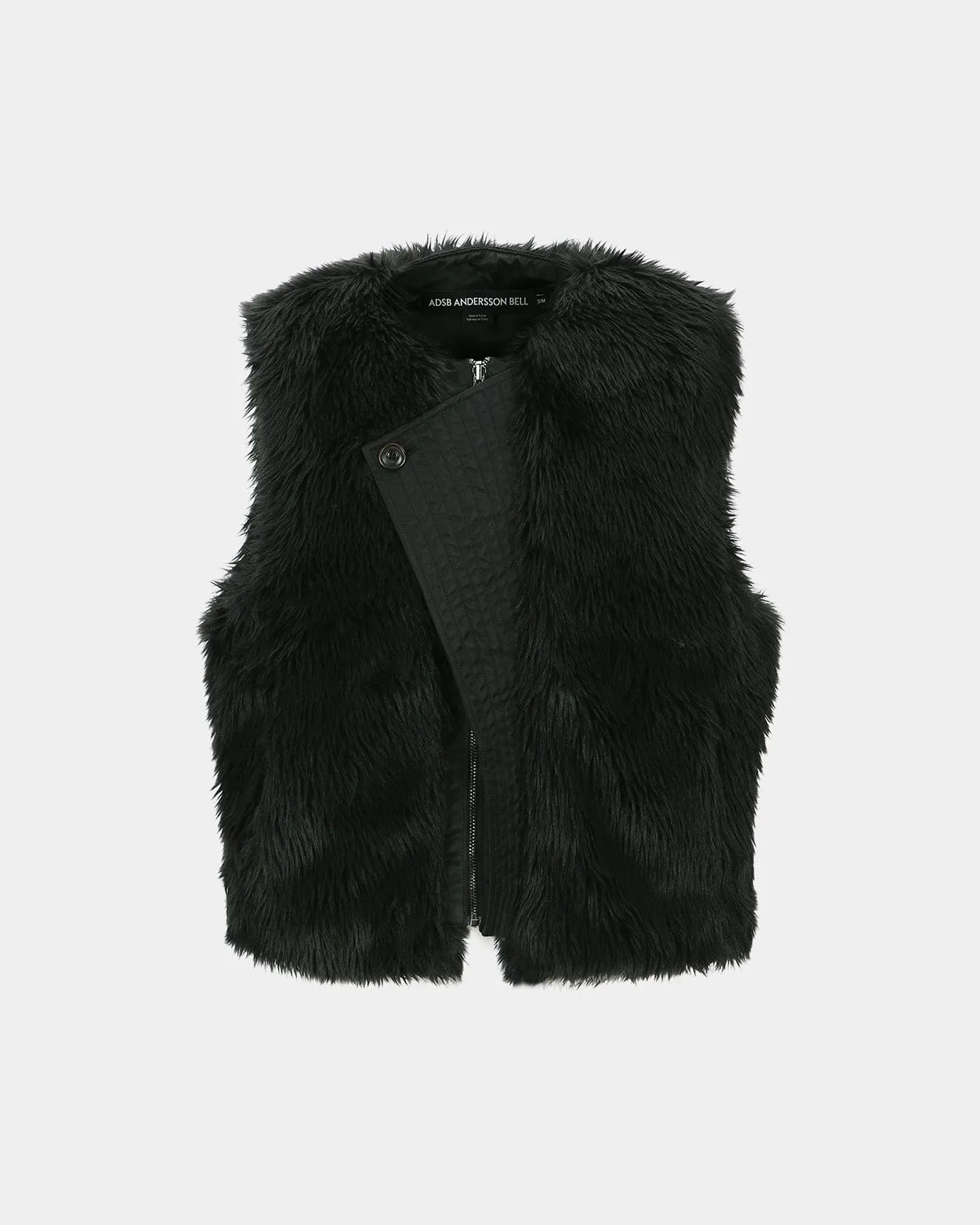 UNISEX CURVED PLACKET REVERSIBLE FAUX-FUR VEST awa723u(BLACK) sold by Andersson Bell product image thumbnail 3