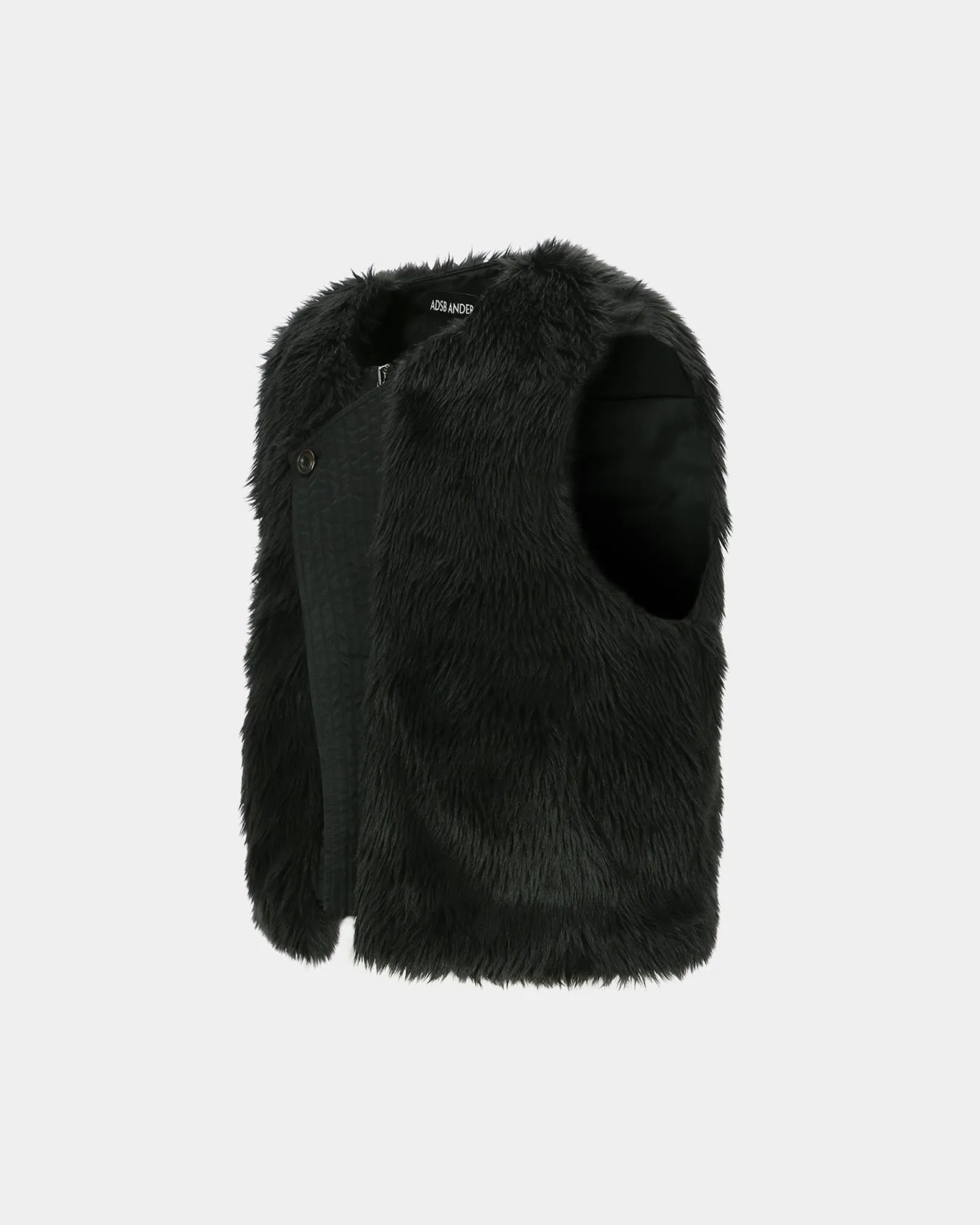 UNISEX CURVED PLACKET REVERSIBLE FAUX-FUR VEST awa723u(BLACK) sold by Andersson Bell product image thumbnail 4