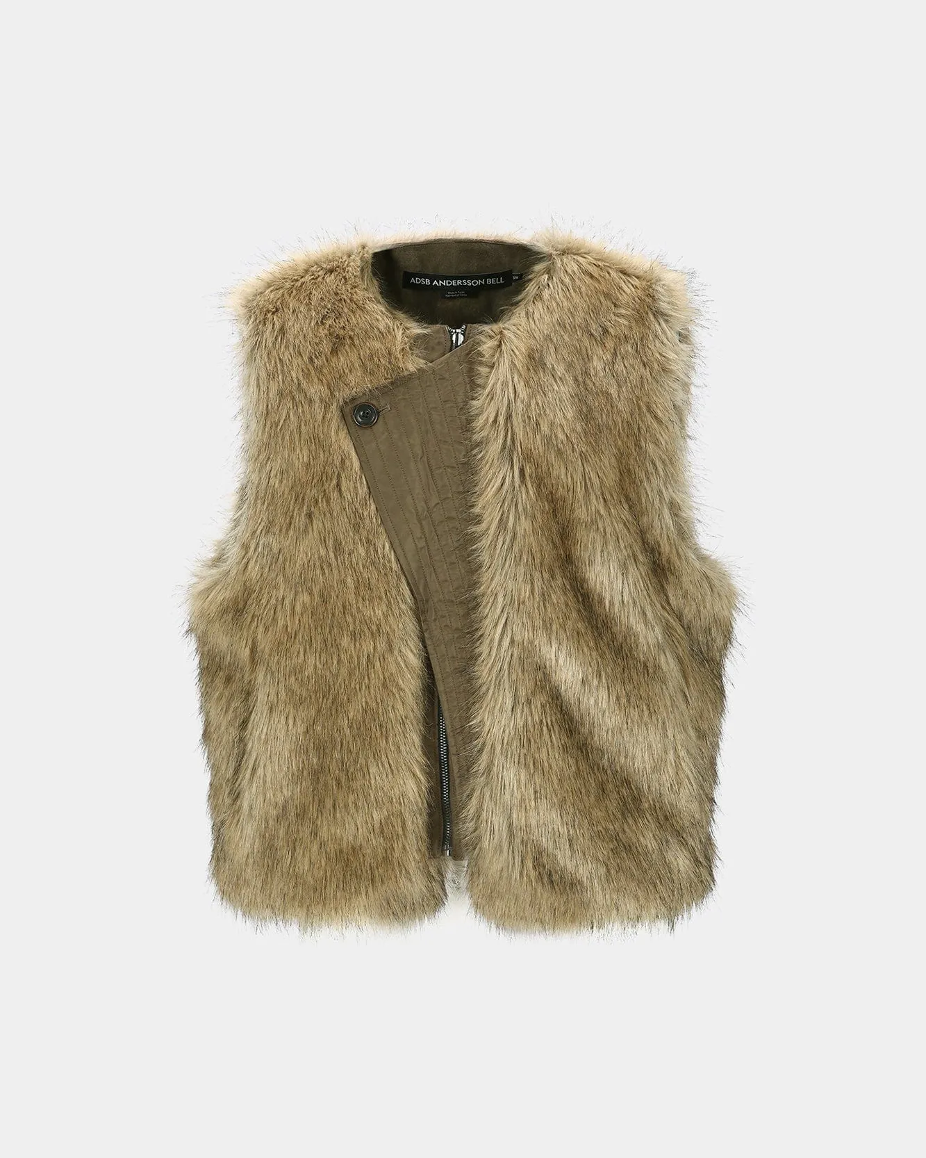 UNISEX CURVED PLACKET REVERSIBLE FAUX-FUR VEST awa722u(BROWN) sold by Andersson Bell product image thumbnail 2