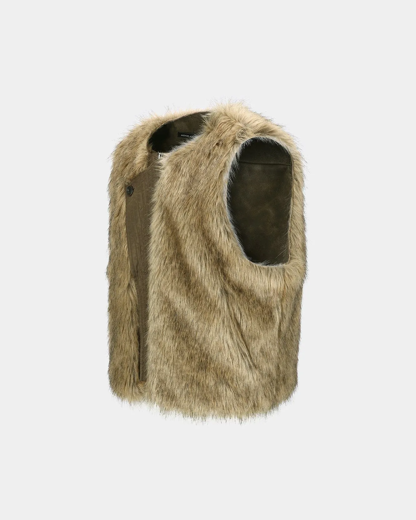 UNISEX CURVED PLACKET REVERSIBLE FAUX-FUR VEST awa722u(BROWN) sold by Andersson Bell product image thumbnail 3