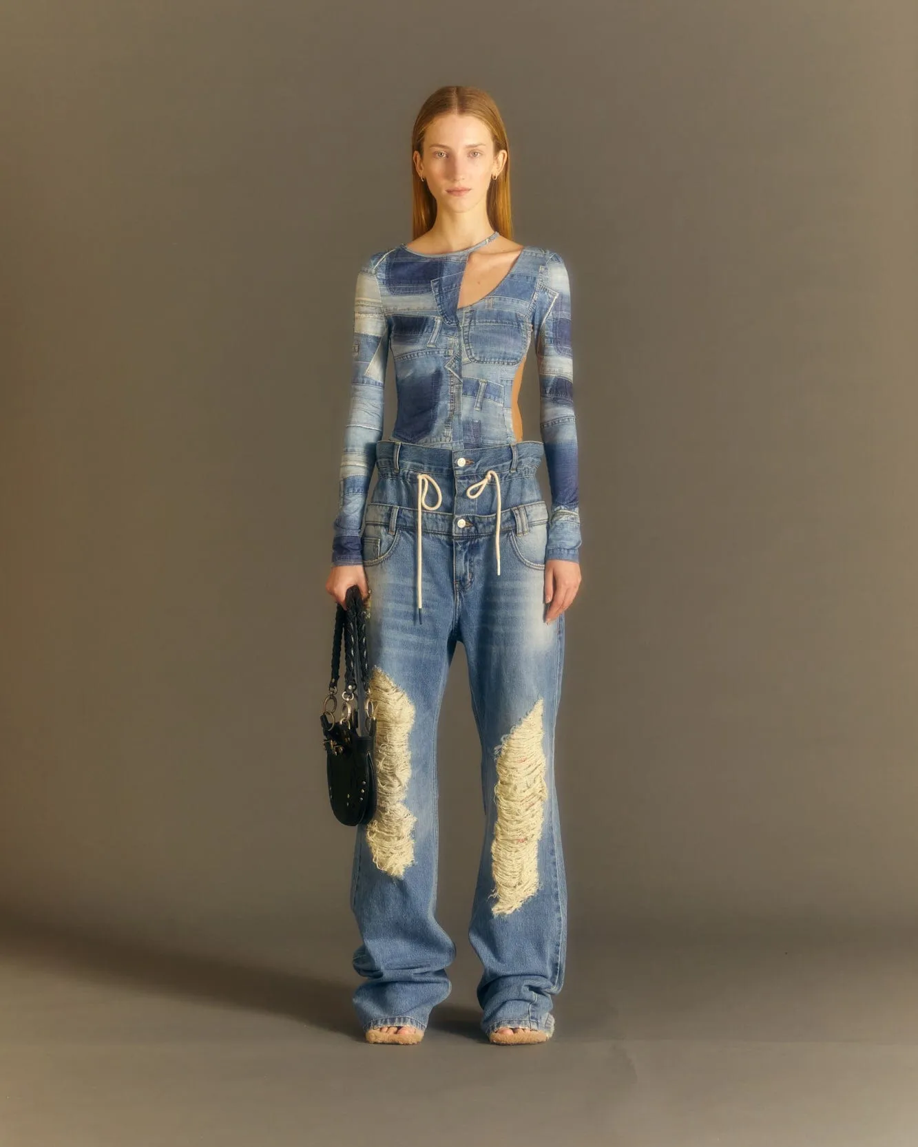 (WOMEN) BERIA STRING DOUBLE WAIST JEANS apa668u(DUSTY BLUE) sold by Andersson Bell product image thumbnail 2