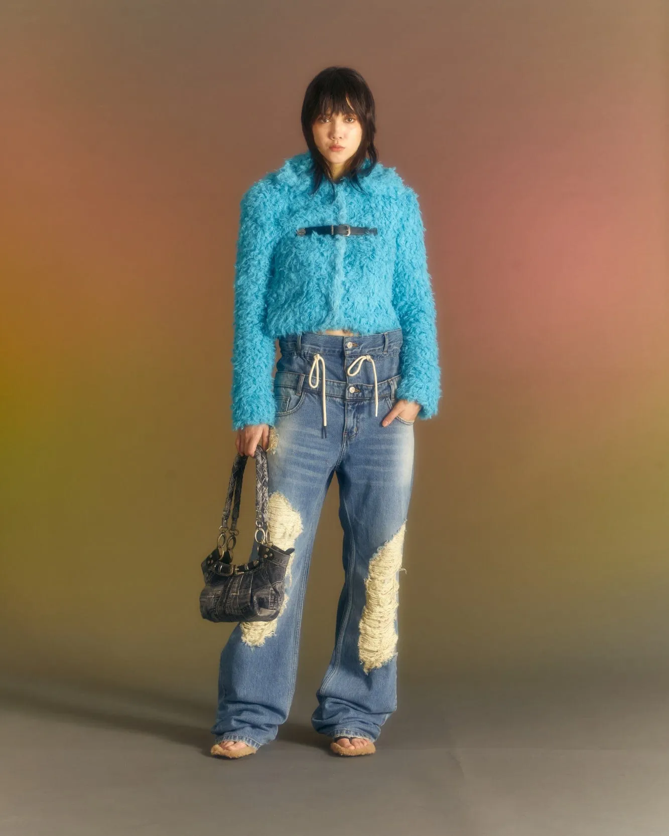 (WOMEN) BERIA STRING DOUBLE WAIST JEANS apa668u(DUSTY BLUE) sold by Andersson Bell product image thumbnail 4