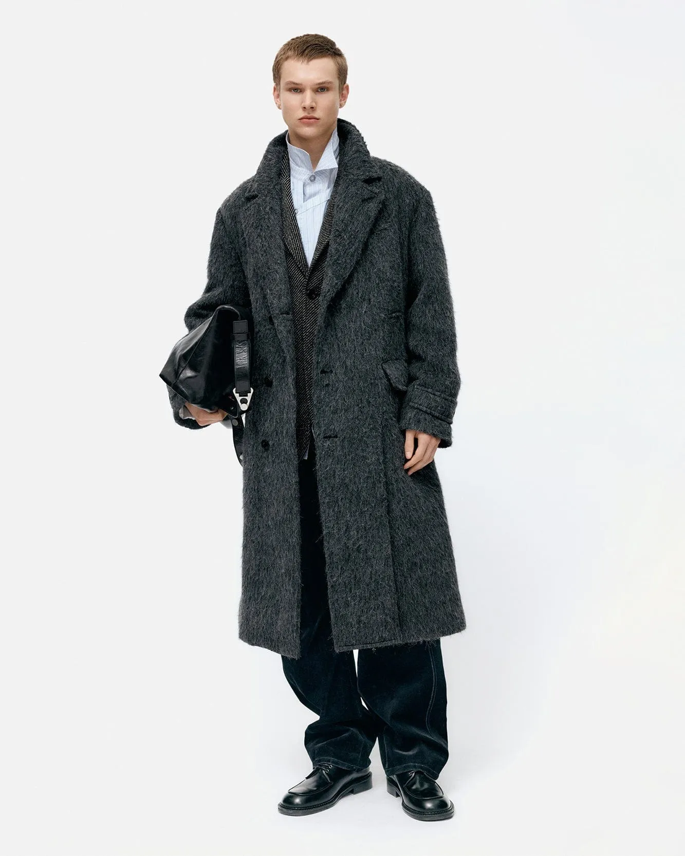 MATTIA SHAGGY WOOL ROBE COAT awa715m(GREY) sold by Andersson Bell