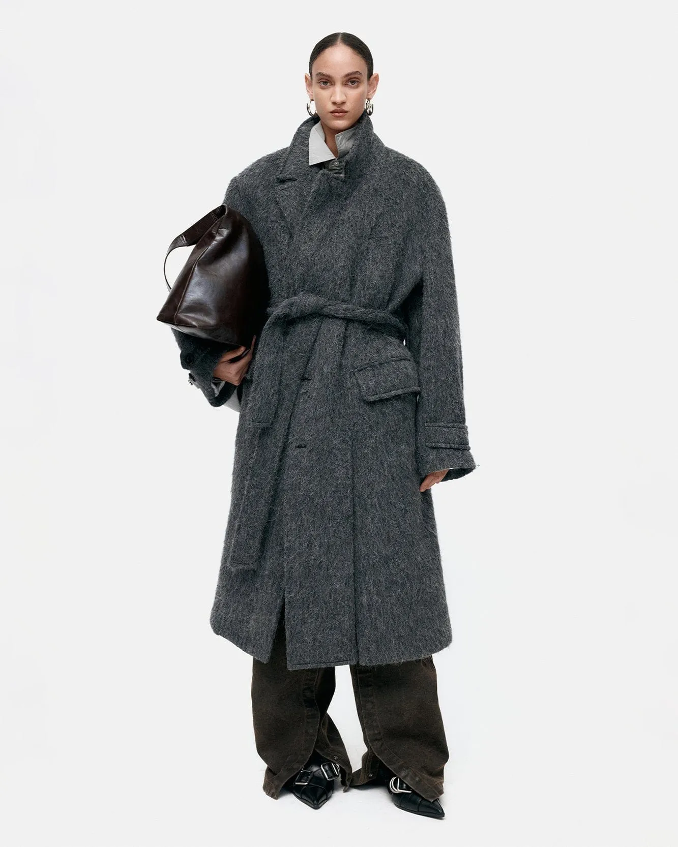 MATTIA SHAGGY WOOL ROBE COAT awa715m(GREY) sold by Andersson Bell product image thumbnail 2