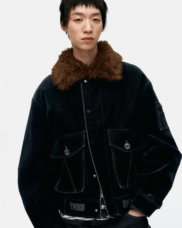 MIKOOS VELVET BOMBER JACKET awa729m(BLACK) sold by Andersson Bell