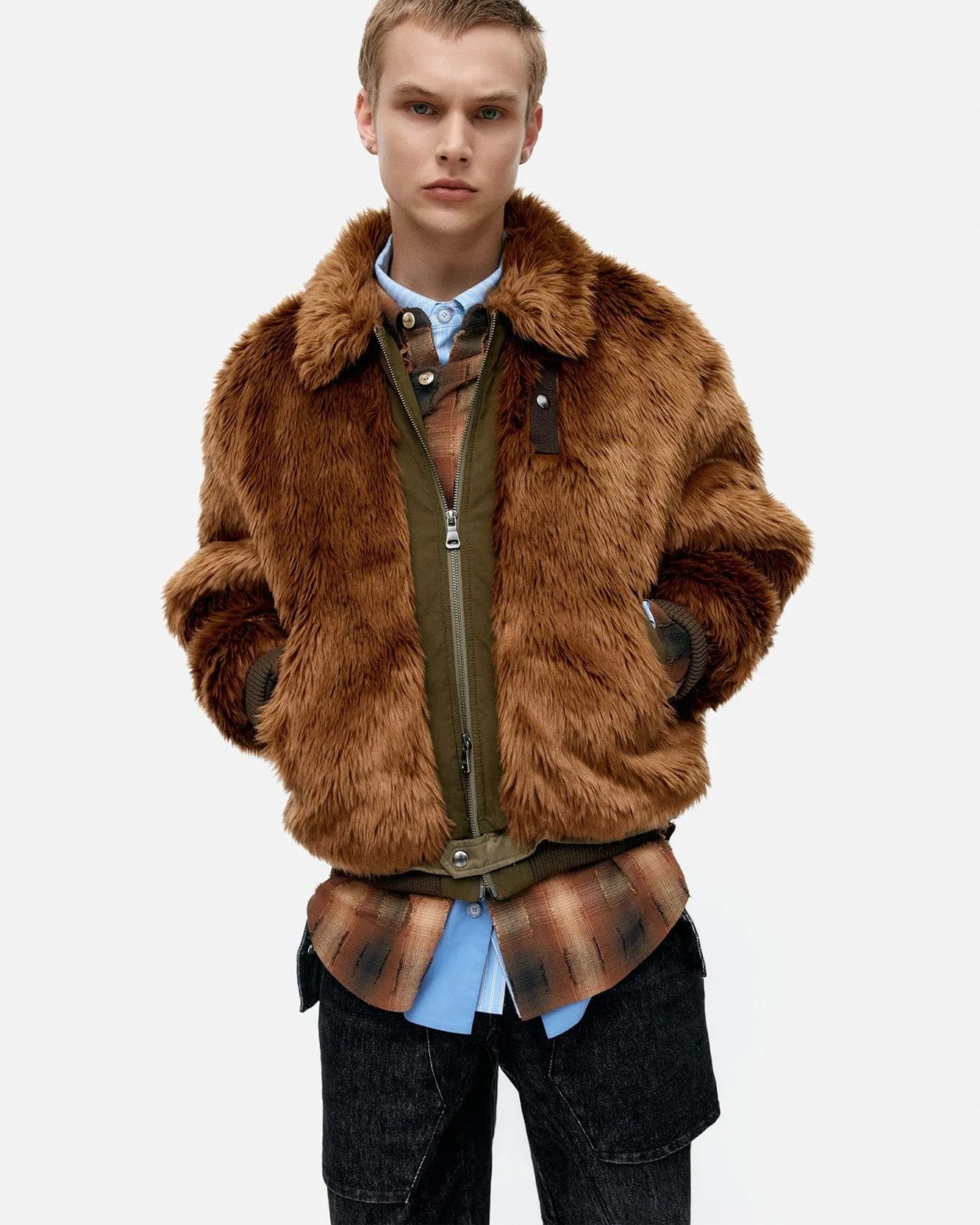 UNISEX FLIGHT FUR BOMBER JACKET awa710u(BROWN) sold by Andersson Bell