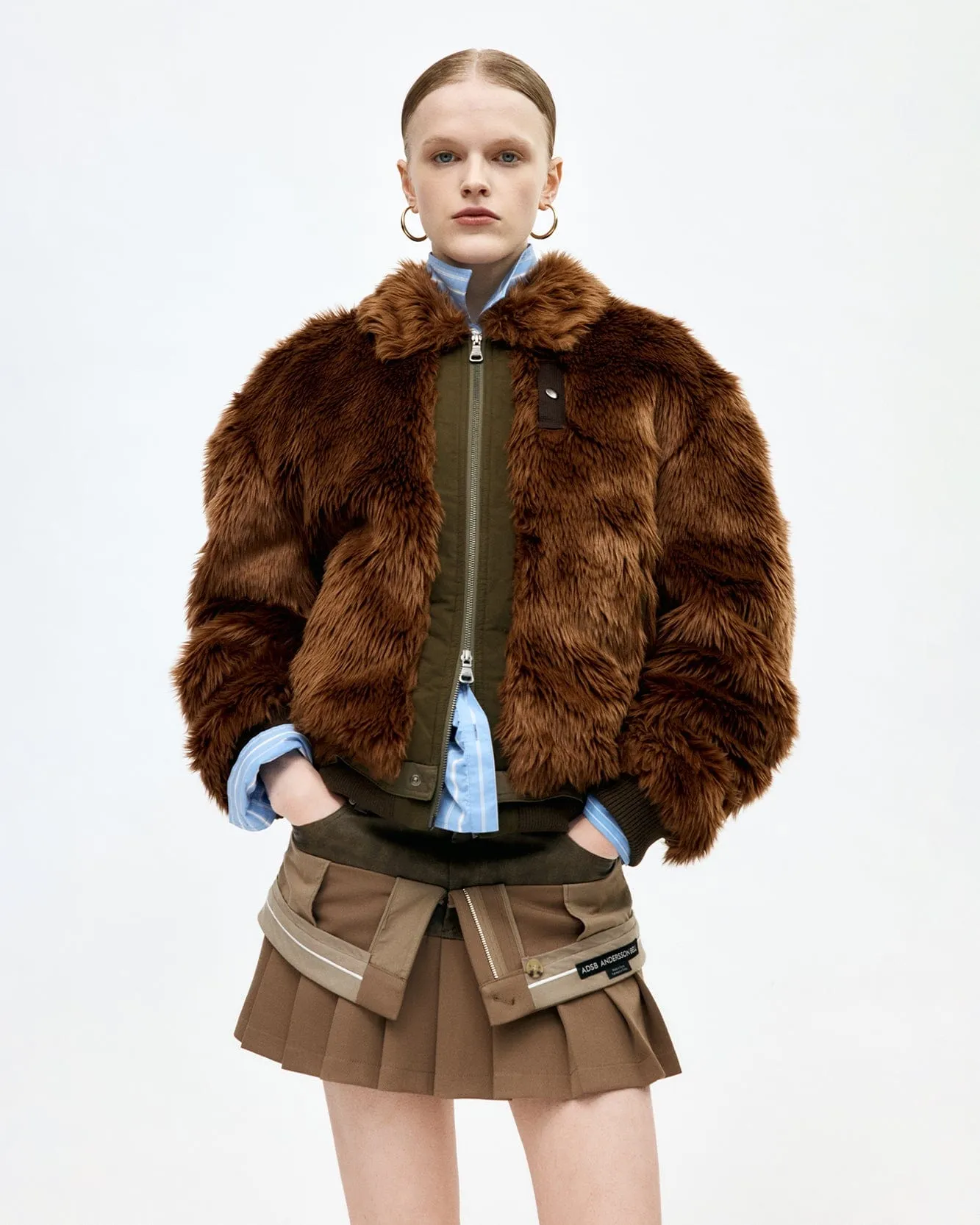 UNISEX FLIGHT FUR BOMBER JACKET awa710u(BROWN) sold by Andersson Bell product image thumbnail 2