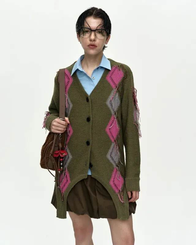GARTERED ARGYLE CARDIGAN atb1482w(KHAKI) sold by Andersson Bell