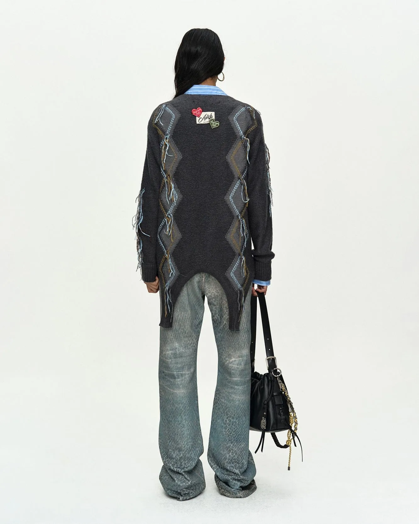 GARTERED ARGYLE CARDIGAN atb1482w(CHARCOAL) sold by Andersson Bell product image thumbnail 4