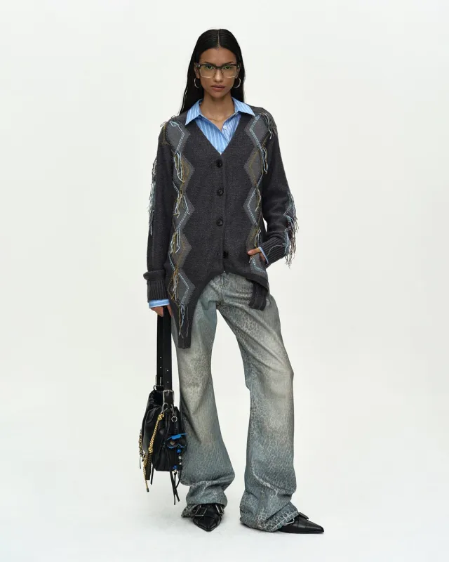 GARTERED ARGYLE CARDIGAN atb1482w(CHARCOAL) sold by Andersson Bell