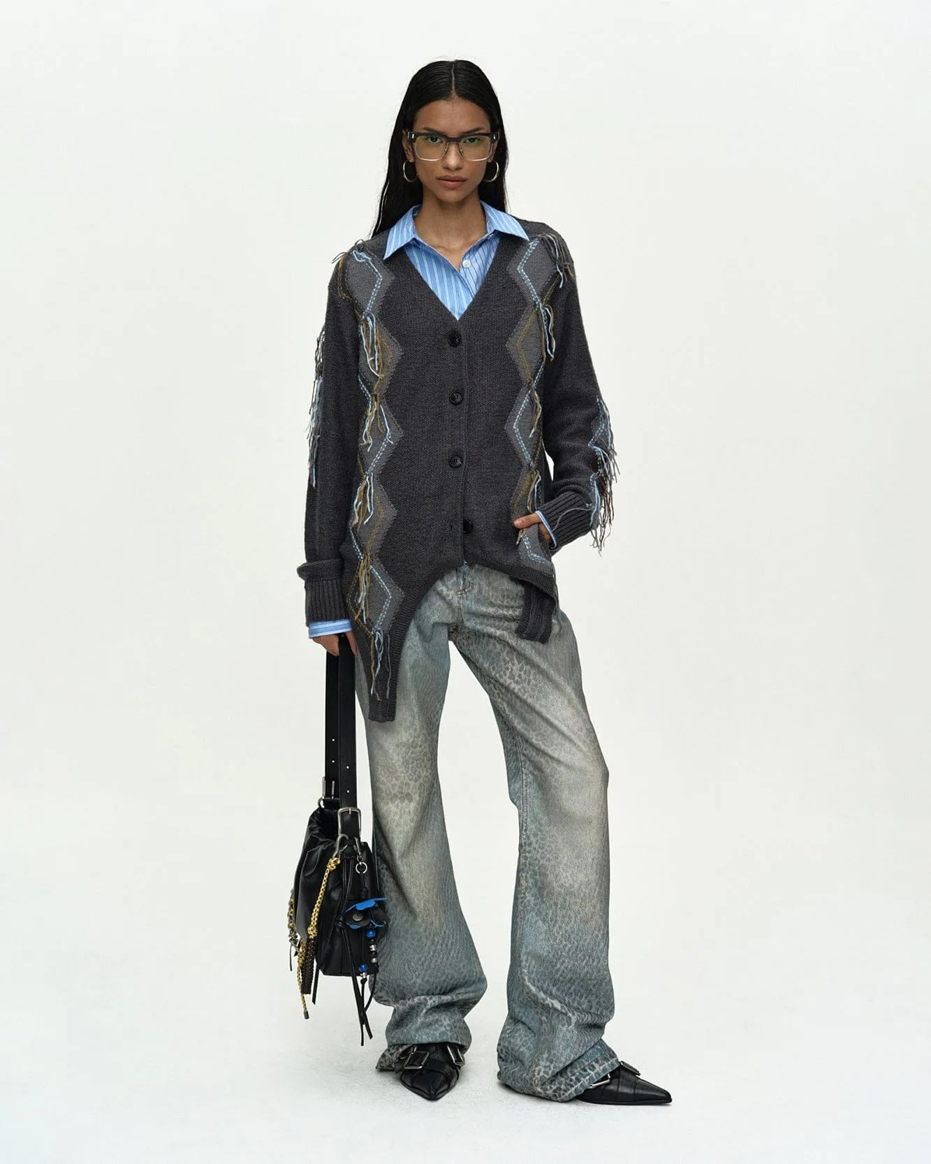 GARTERED ARGYLE CARDIGAN atb1482w(CHARCOAL) sold by Andersson Bell