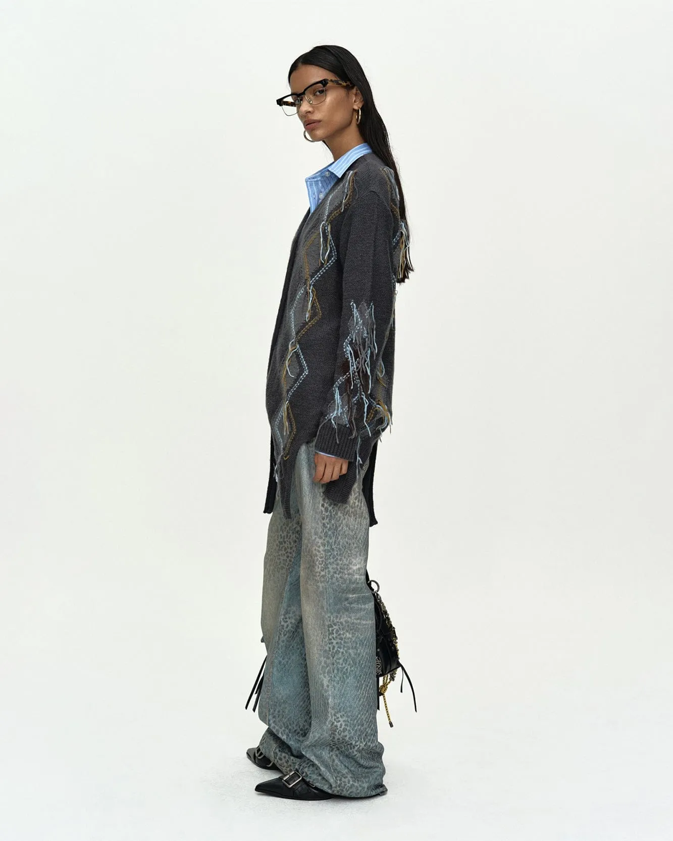 GARTERED ARGYLE CARDIGAN atb1482w(CHARCOAL) sold by Andersson Bell product image thumbnail 5