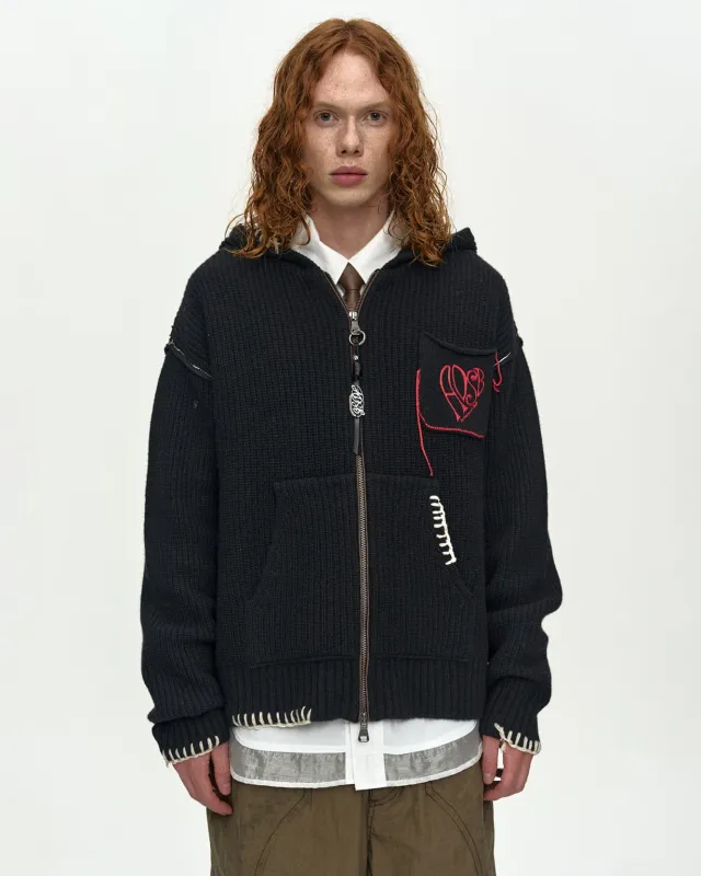 [3/9 Scheduled Delivery] UNISEX HEART LOGO HOOD ZIP-UP SWEATER atb1420u(BLACK) sold by Andersson Bell