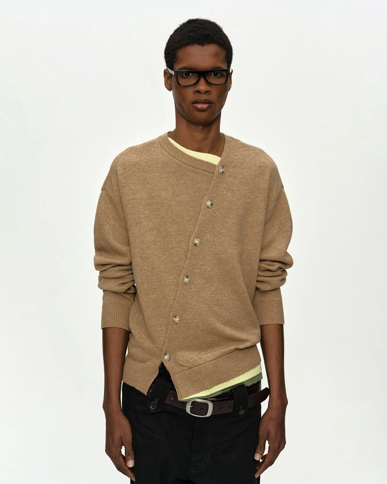 LAYERED CARDIGAN atb1411m(CAMEL) sold by Andersson Bell product image thumbnail 5