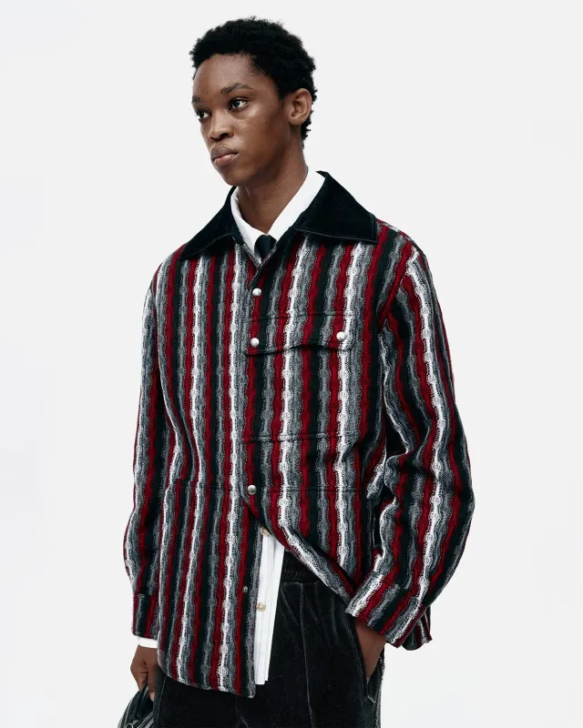 KNITTED STRIPE SHIRT atb1375m(RED) made by Andersson Bell
