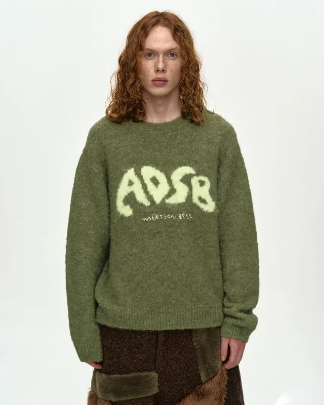 ADSB INTARSIA CREW-NECK SWEATER atb1413m(GREEN) made by Andersson Bell