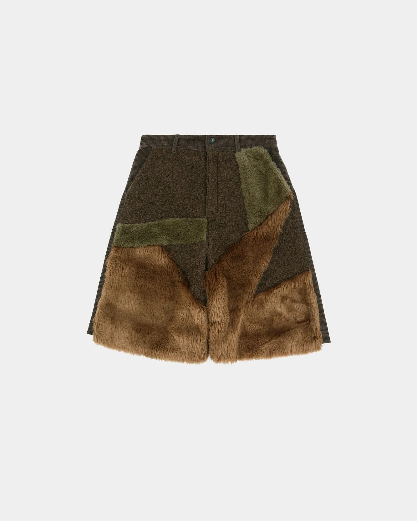 FAUX FUR PATCHWORK SHORTS apa870m(BROWN) sold by Andersson Bell product image thumbnail 2