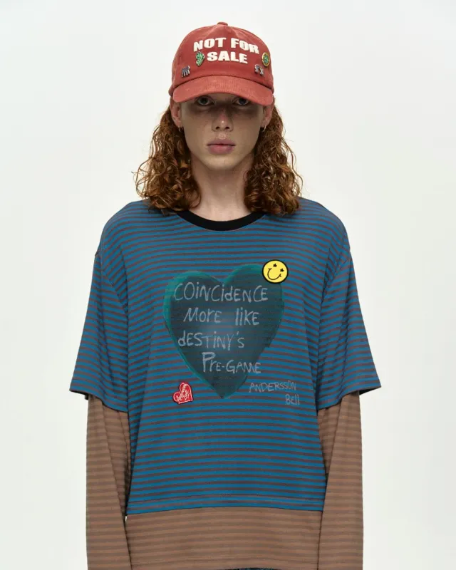 [5/6 Scheduled Delivery] (ESSENTIAL) HEART MESSAGE STRIPE LAYERED L/S T-SHIRT atb1430m(BLUE) sold by Andersson Bell