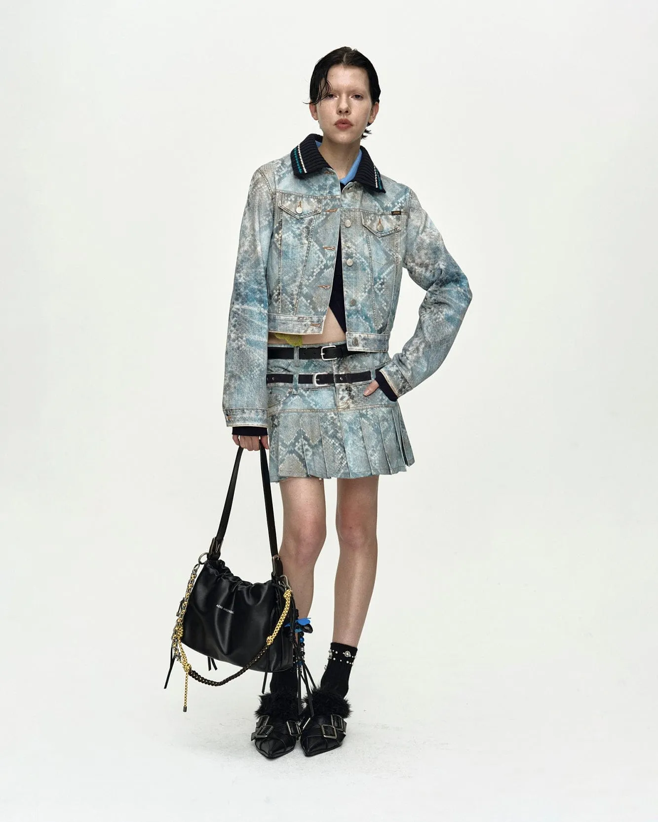 PYTHON FADE DENIM PRINTED SKIRT apa883w(BLUE) sold by Andersson Bell product image thumbnail 4