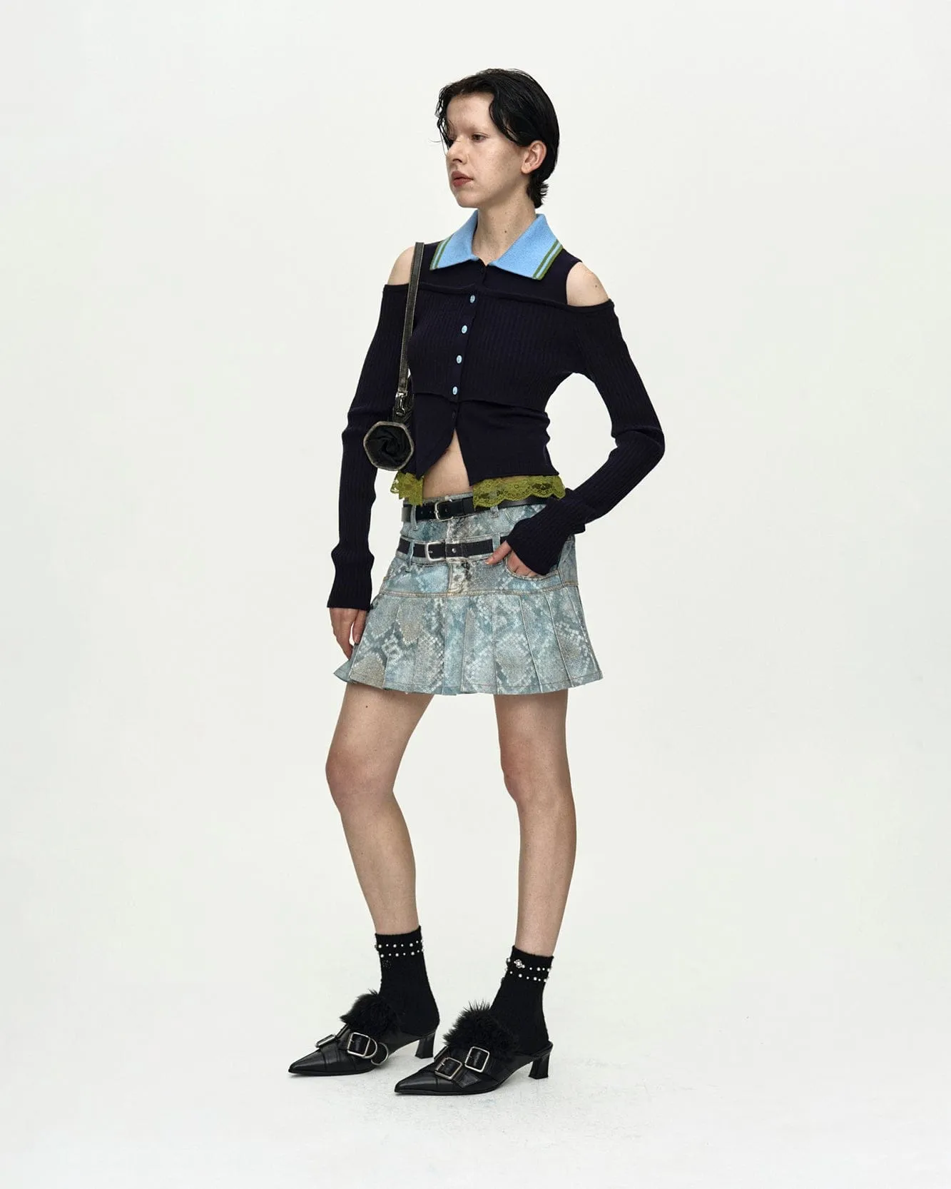 PYTHON FADE DENIM PRINTED SKIRT apa883w(BLUE) sold by Andersson Bell product image thumbnail 5