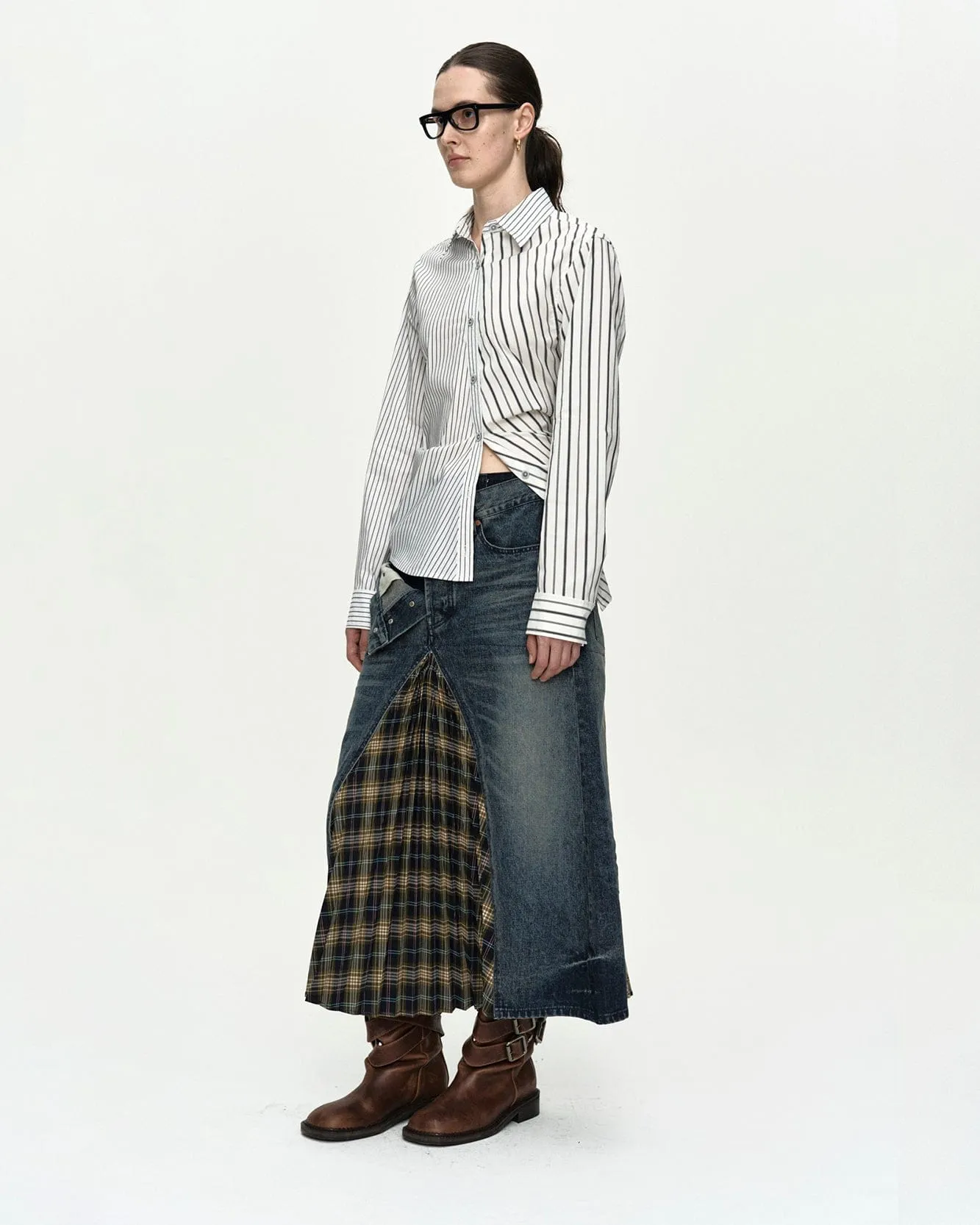 NOA STRIPED TWIST-TUCK SHIRT atb1463w(OFF-WHITE) sold by Andersson Bell product image thumbnail 4
