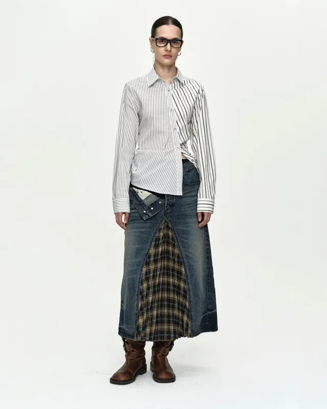 NOA STRIPED TWIST-TUCK SHIRT atb1463w(OFF-WHITE) made by Andersson Bell