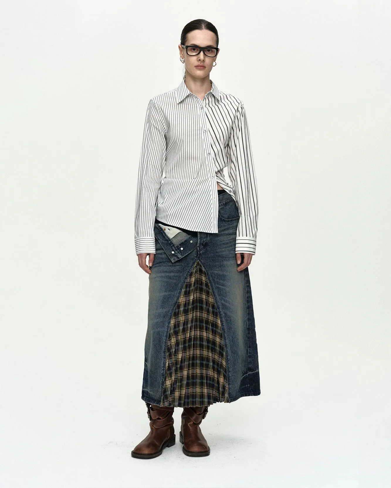 NOA STRIPED TWIST-TUCK SHIRT atb1463w(OFF-WHITE) sold by Andersson Bell