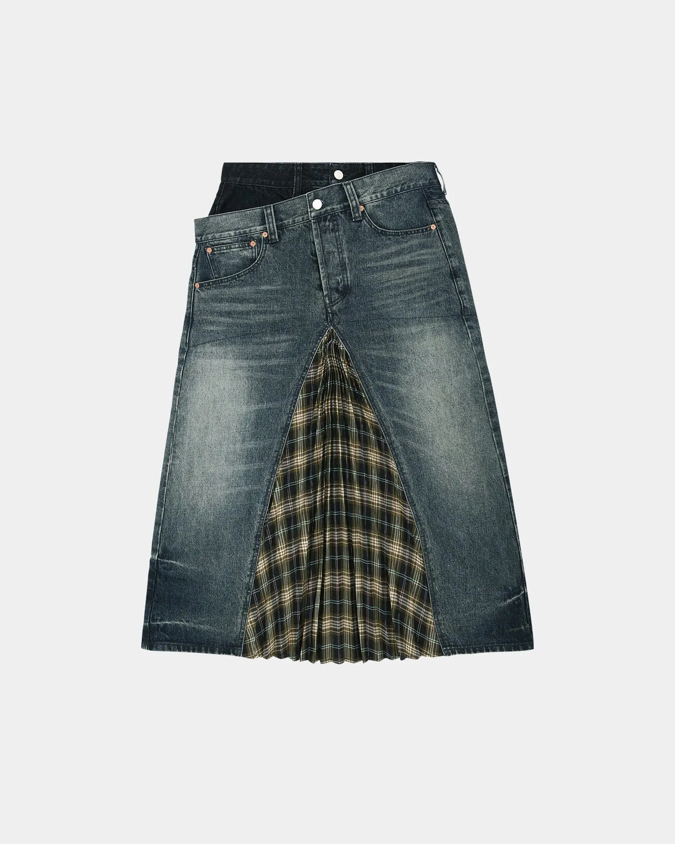 PLEATS COMBO FLIPPED DENIM SKIRT apa887w(BLUE) sold by Andersson Bell product image thumbnail 2
