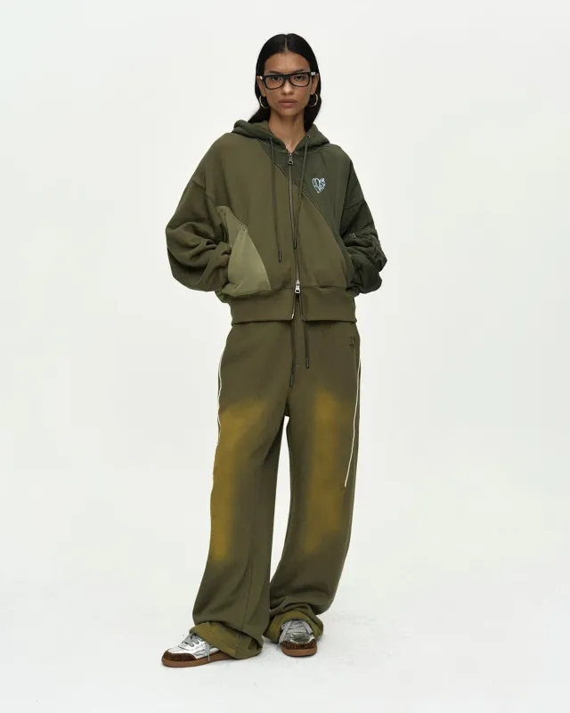 PATCHWORK MA-1 HOODIE ZIP UP atb1507w(KHAKI) made by Andersson Bell