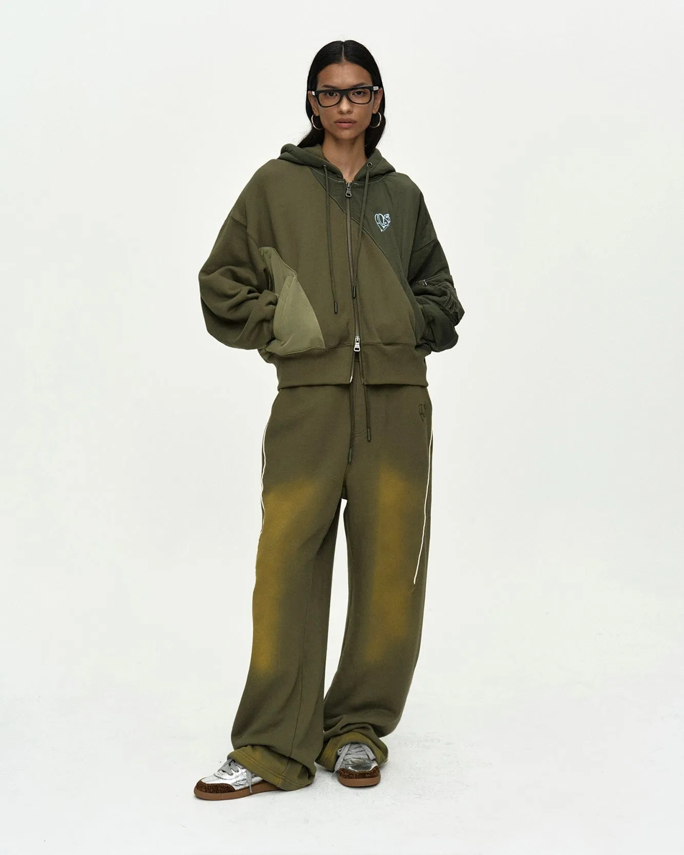 PATCHWORK MA-1 HOODIE ZIP UP atb1507w(KHAKI) sold by Andersson Bell