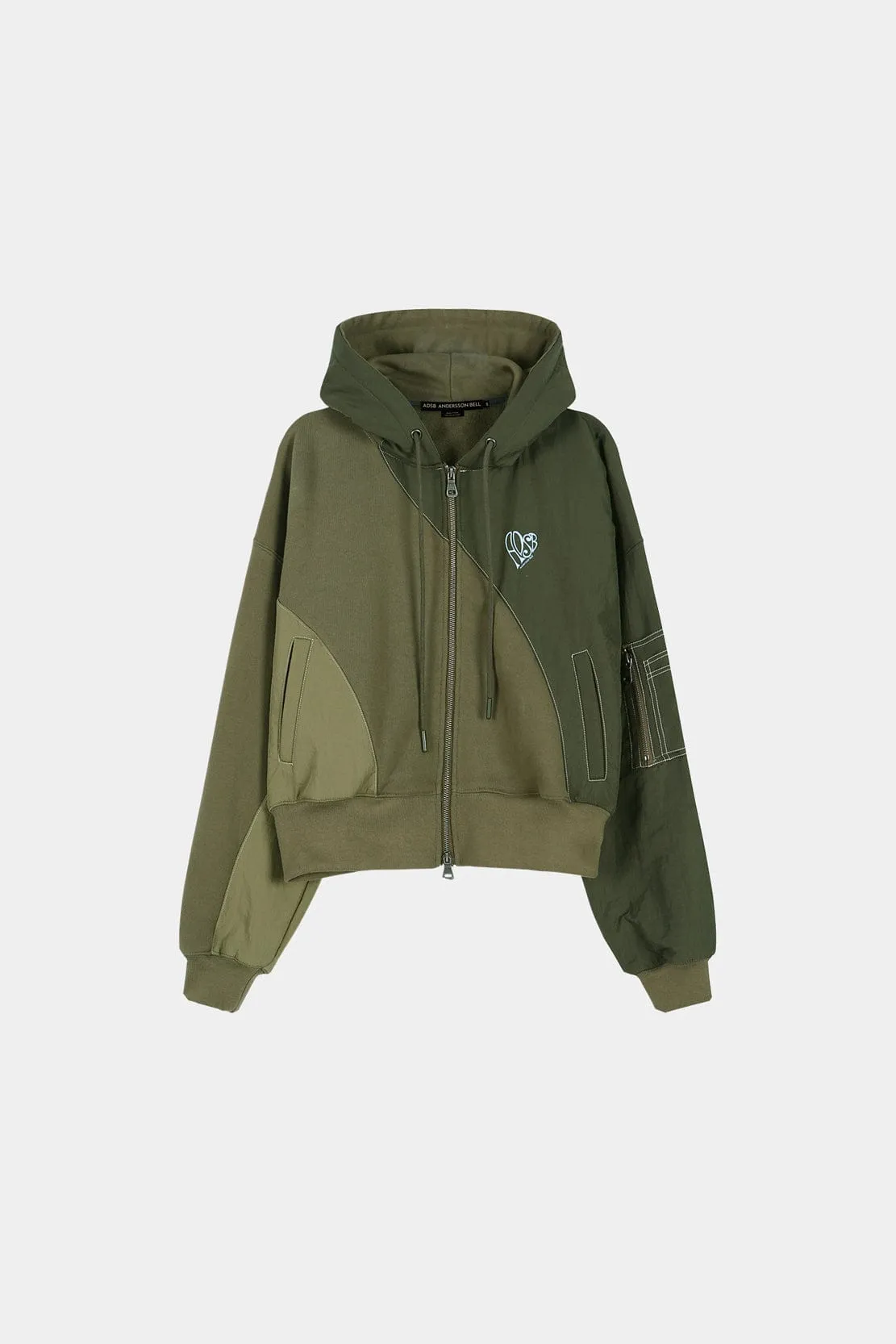 PATCHWORK MA-1 HOODIE ZIP UP atb1507w(KHAKI) sold by Andersson Bell product image thumbnail 2